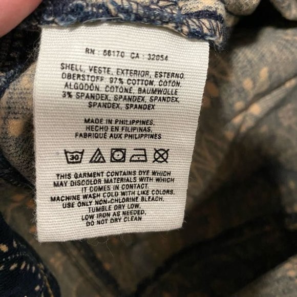 Anthro Pilcro Paisley Print Navy Blue Corduroy Skinny Jeans Serif Fit Size 27 - Picture 8 of 11